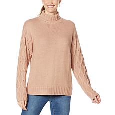 "As Is" G by Giuliana Textured-Sleeve Turtleneck Sweater