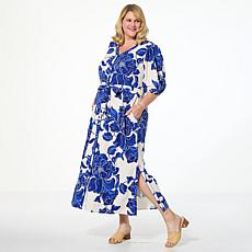 "As Is" G by Giuliana Woven Embroidered Puff-Sleeve Midi Dress