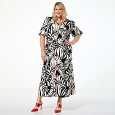 "As Is" G by Giuliana Woven Embroidered Puff-Sleeve Midi Dress