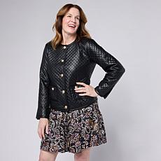 "As Is" G by Giuliana Woven Quilted Leather Jacket