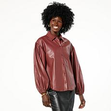 "As Is" GREY by Jhoan Sebastian Grey Faux Leather Shirt