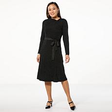 "As Is" GREY by Jhoan Sebastian Grey Metallic Ribbed Belted Sweater...