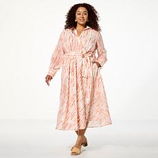 "As Is" GREY by Jhoan Sebastian Grey Tie Dye Satin Crepe Shirtdress