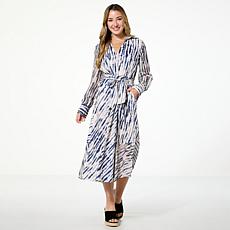 "As Is" GREY by Jhoan Sebastian Grey Tie Dye Satin Crepe Shirtdress