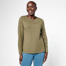 "As Is" Grey by Jhoan Sebastian Lightweight Double-Knit Grommet Top