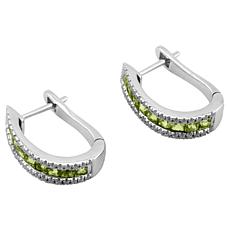 "As Is" House of Ellure Sterling Silver Sapphire & Zircon Hoop Earring