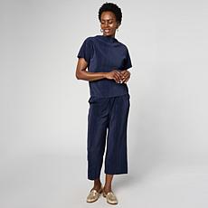"As Is" HUE 2-piece Pleated Knit Top and Pant Lounge Set