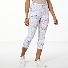 "As Is" HUE Printed Denim Capri Legging