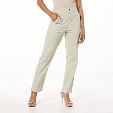 "As Is" HUE Pull-On Linen Blend Straight Leg Pant