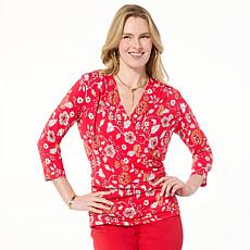 "As Is" IMAN Global Chic 3/4-Sleeve Surplice Top
