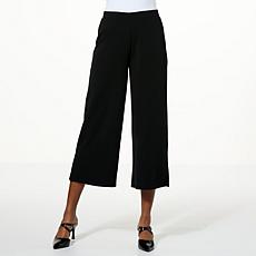 "As Is" IMAN Global Chic Crepe Knit Wide Leg Crop Pant 