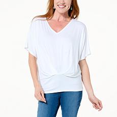 "As Is" IMAN Global Chic Draped V-neck Top