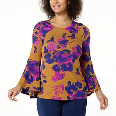 "As Is" IMAN Global Chic Flounce Sleeve Top 
