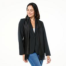 "As Is" IMAN Global Chic Knit Blazer with Detachable Satin Scarf