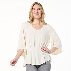 "As Is" IMAN Global Chic Pleated Knit Peplum Top