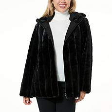 "As Is" IMAN Global Chic Reversible Faux Fur/Quilted Jacket