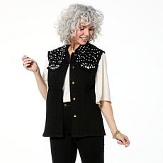 "As Is" IMAN Global Chic Studded Denim Vest