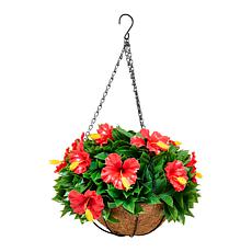 "As Is" Improvements 15" Faux Hibiscus Hanging Basket