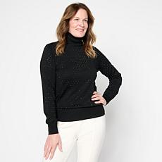 "As Is" Jaclyn Smith All-Over Rhinestone Turtleneck Sweater