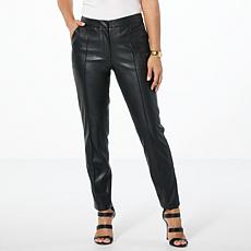 "As Is" Jaclyn Smith Faux Leather Seamed Slim Leg Pant