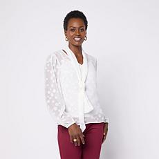 "As Is" Jaclyn Smith Icon Collection Front Tie Blouse