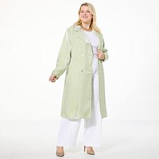 "As Is" Jaclyn Smith Metallic Belted Trench Coat