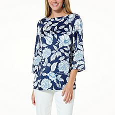 "As Is" Jaclyn Smith Printed Woven Boat-Neck Tunic