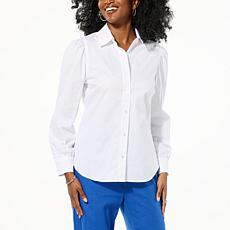 "As Is" Jaclyn Smith Puff Sleeve Button-Down Shirt