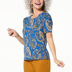 "As Is" Jaclyn Smith Puff Sleeve Ribbed Knit Tee