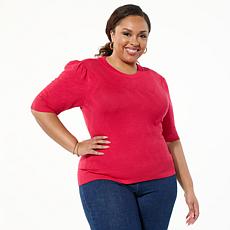 "As Is" Jaclyn Smith Puff-Sleeve Vertical Chevron Sweater