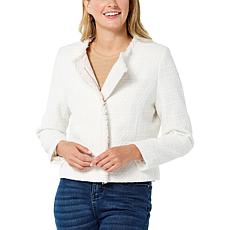 "As Is" Jaclyn Smith Zip-Front Tweed Moto Jacket 
