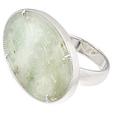 "As Is" Jade of Yesteryear East-West Oval Carved Jade  Ring