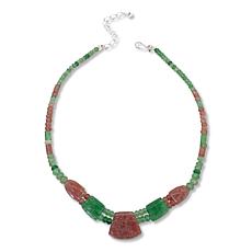 "As Is" Jay King Green and Pink Strawberry Quartz 18" Necklace
