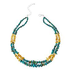 "As Is" Jay King Strlng Silvr Turquoise & Yellow Opal 2-Row 18" Ncklce