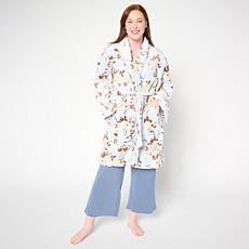 "As Is" Jeffrey Banks Printed Plush Tie-Front Robe