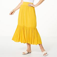 "As Is" Jessica Simpson Kelsie Tiered Button-Front Maxi Skirt