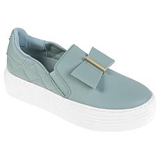 "As Is" Joy Luxe Slip-On Genuine Leather Bow Sneaker w/Orthotic Insole