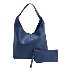 "As Is" Joy Metallic Leather Hobo Slouch Bag with Wristlet