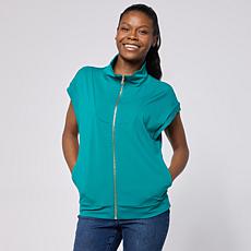"As Is" Joy Performance Luxe Buttersoft Short Sleeve Full Zip Jacket