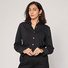 "As Is" MarlaWynne Hi-Low Tunic Shirt with Side Seam Gussets