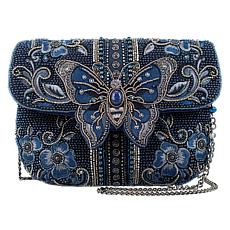 "As Is" Mary Frances Blue Alchemy Hand-Beaded Crossbody Handbag