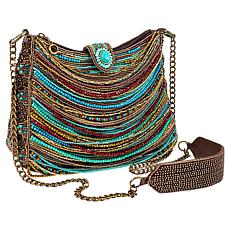 "As Is" Mary Frances Hand-Beaded Crossbody Handbag