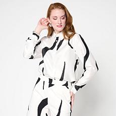 "As Is" Megan Renee Hammered Satin Buttoned Down Top