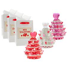 "As Is" Miss Valentine 4" Mini Trees with Gift Bags Set of 3