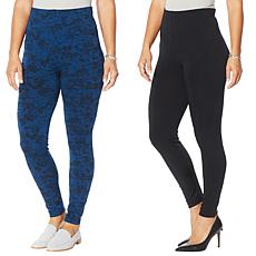 "As Is" Nina Leonard 2-pack Elastic Fleece-Lined Legging