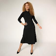 "As Is" Nina Leonard 2-piece Ribbed Sweater Knit Top and Skirt Set
