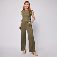 "As Is" Nina Leonard 2-Piece Sleeveless Top & Wide Leg Pant Set