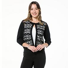 "As Is" Nina Leonard 3/4-Sleeve Scalloped Lace Bolero