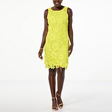 "As Is" Nina Leonard 3D Floral Embroidered Sheath Dress 