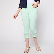 "As Is" Nina Leonard Cropped Pant with Inset Lace